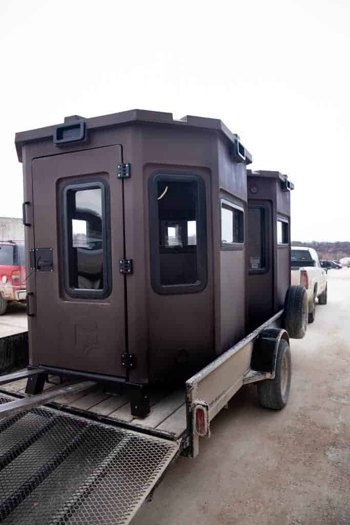 grizzly box blinds loaded onto trailer for transport