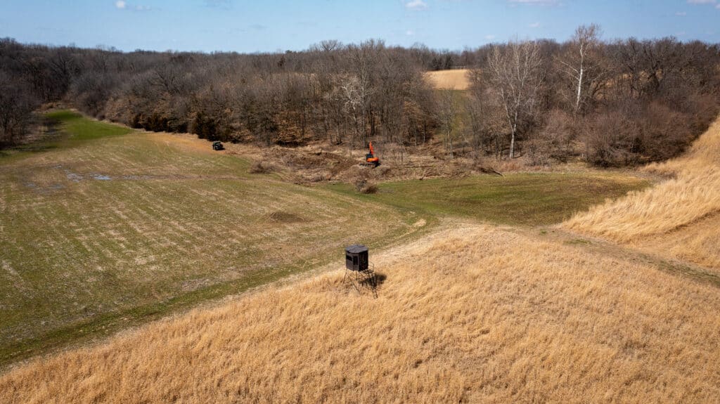 aerial view of food plot for deer hunting