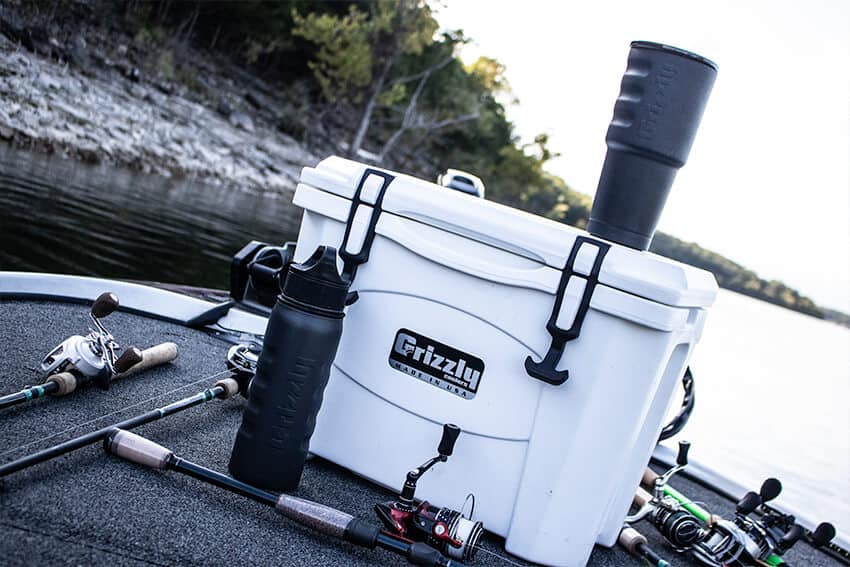 Grizzly 15 Cooler on a boat