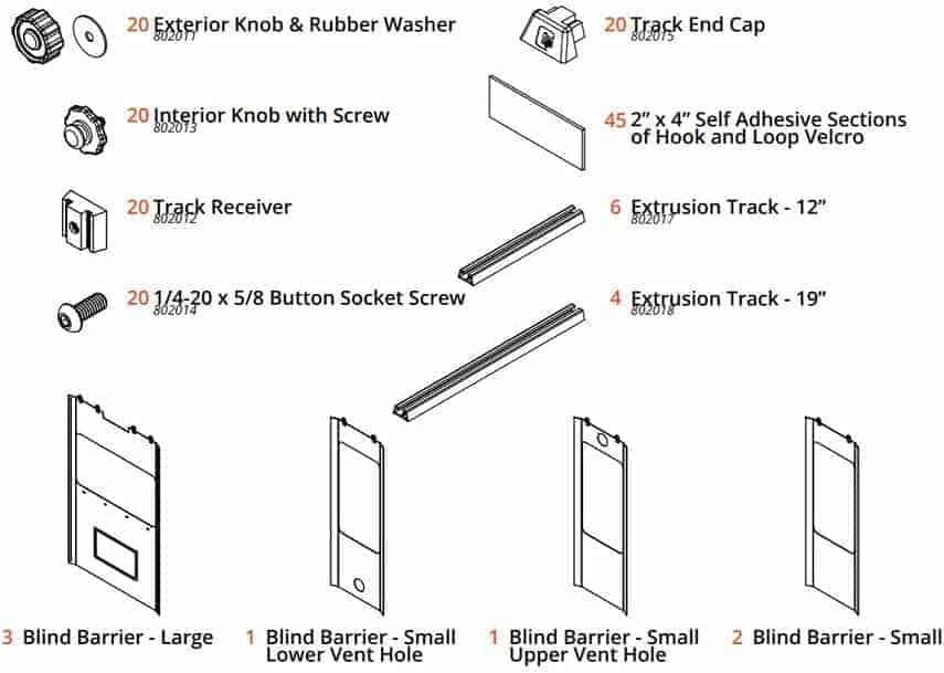how to install box blind insulation, parts list